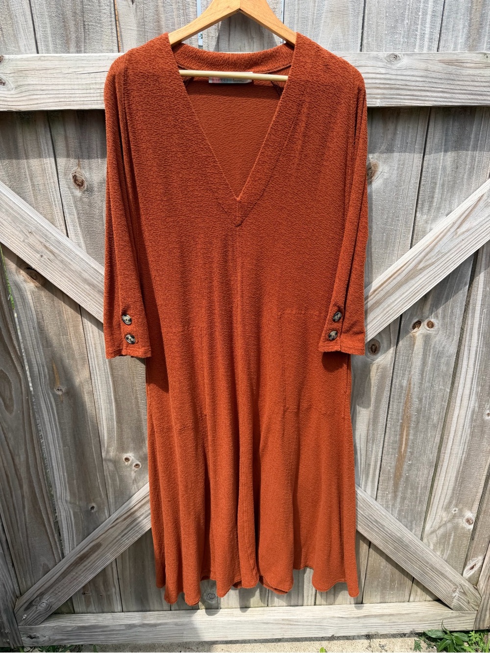 Free People Rust Orange V-Neck Maxi Dress